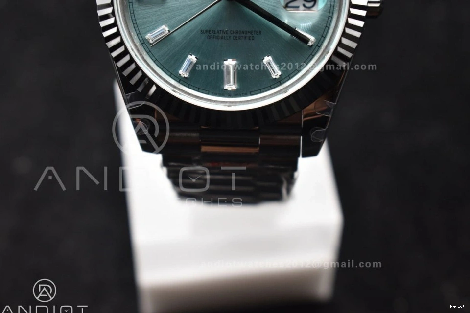 On 904L Dial DayDate A3255 Blue President 40 Stick Steel Ice V2 SS GMF Bracelet 0423